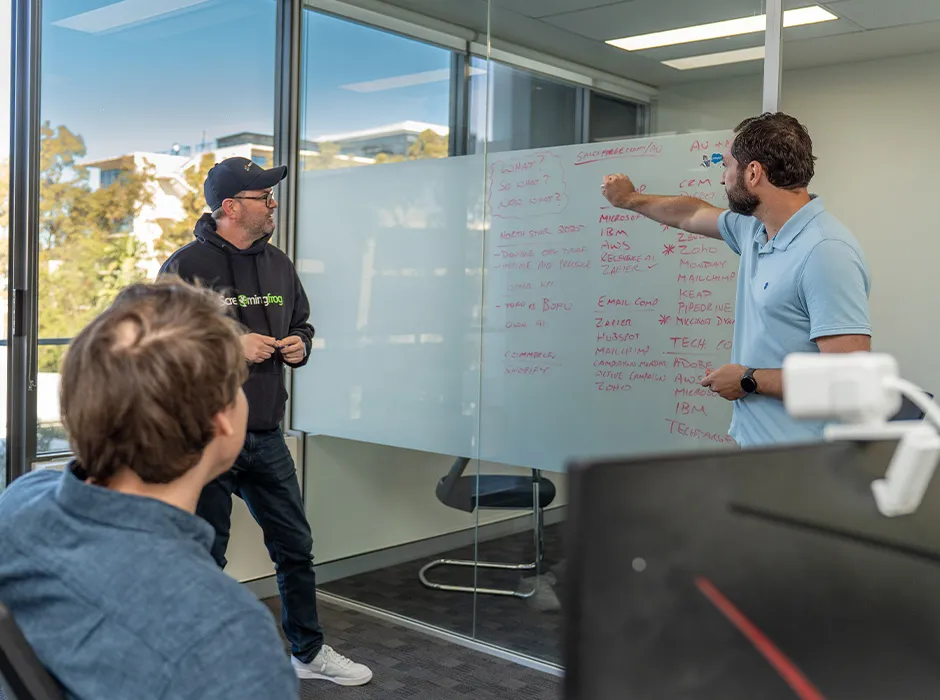 Earned Media strategy session on a whiteboard